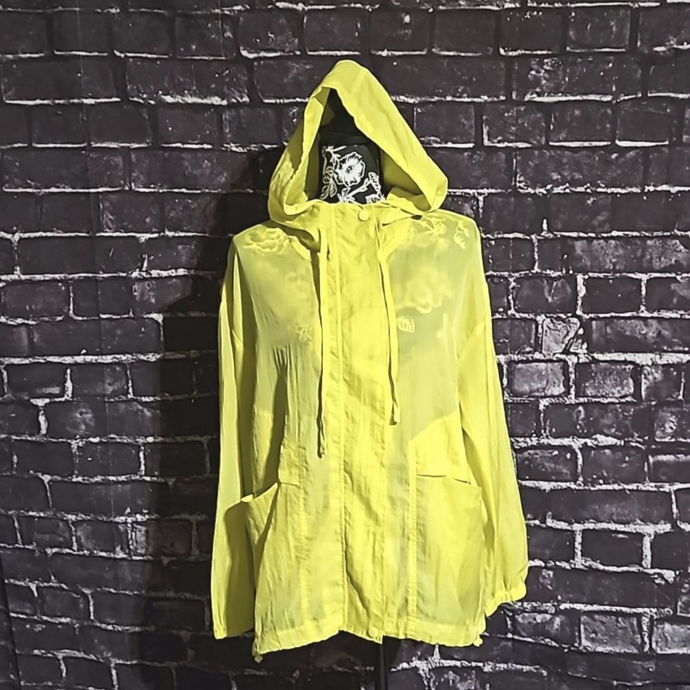 Oddy Yellow 100% Nylon Hooded Jacket with 2 Front Pockets CLEARANCE